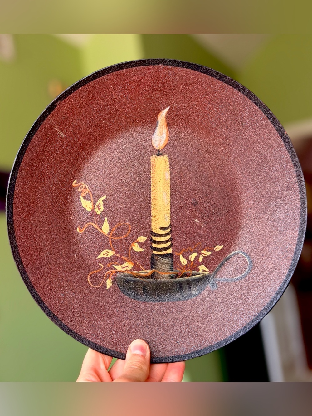 Vintage The Hearthside Collection Chamber Style Candle Holder Candle + Florals